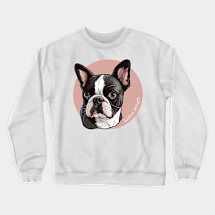 Boston Terrier Dog Breed Cursive Graphic Crewneck Sweatshirt